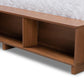 Arthur Modern Rustic Ash Walnut Brown Finished Wood Queen Size Platform Bed with Built-In Shelves FredCo