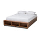 Arthur Modern Rustic Ash Walnut Brown Finished Wood Queen Size Platform Bed with Built-In Shelves FredCo