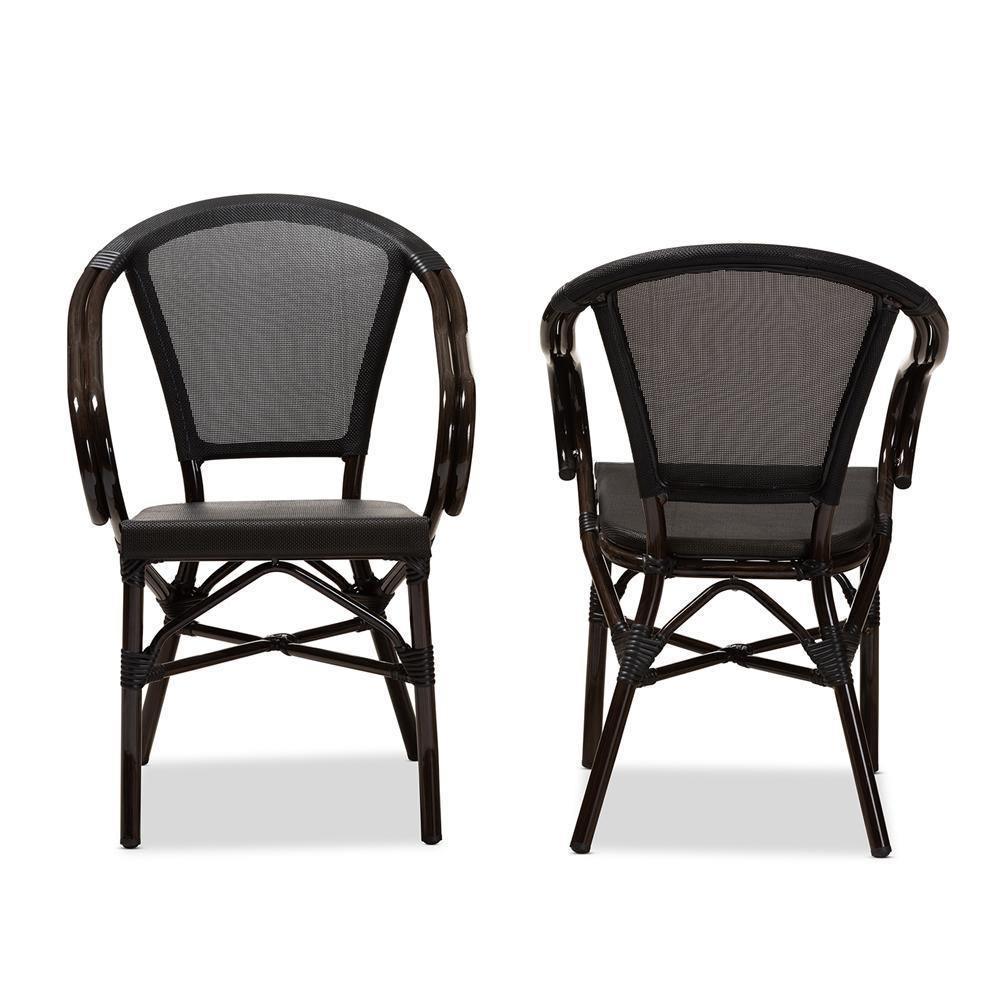 Artus Classic French Indoor and Outdoor Black Bamboo Style Stackable Bistro Dining Chair Set of 2 FredCo