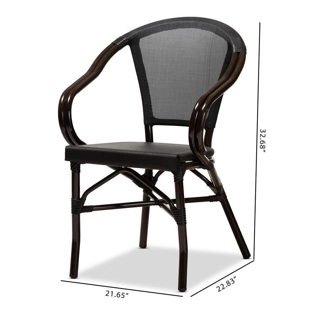 Artus Classic French Indoor and Outdoor Black Bamboo Style Stackable Bistro Dining Chair Set of 2 FredCo