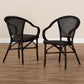 Artus Classic French Indoor and Outdoor Black Bamboo Style Stackable Bistro Dining Chair Set of 2 FredCo