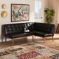 Arvid Mid-Century Modern Dark Brown Faux Leather Upholstered 2-Piece Wood Dining Nook Banquette Set FredCo