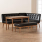 Arvid Mid-Century Modern Dark Brown Faux Leather Upholstered 4-Piece Wood Dining Nook Set FredCo
