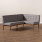 Arvid Mid-Century Modern Gray Fabric Upholstered 2-Piece Wood Dining Nook Banquette Set FredCo
