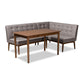 Arvid Mid-Century Modern Gray Fabric Upholstered 3-Piece Wood Dining Nook Set FredCo