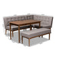 Arvid Mid-Century Modern Gray Fabric Upholstered 4-Piece Wood Dining Nook Set FredCo