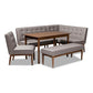 Arvid Mid-Century Modern Gray Fabric Upholstered 5-Piece Wood Dining Nook Set FredCo
