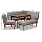 Arvid Mid-Century Modern Gray Fabric Upholstered 5-Piece Wood Dining Nook Set FredCo