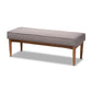Arvid Mid-Century Modern Gray Fabric Upholstered Wood Dining Bench FredCo