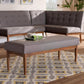 Arvid Mid-Century Modern Gray Fabric Upholstered Wood Dining Bench FredCo