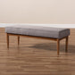 Arvid Mid-Century Modern Gray Fabric Upholstered Wood Dining Bench FredCo