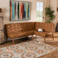 Arvid Mid-Century Modern Tan Faux Leather Upholstered and Walnut Brown Finished Wood 2-Piece Dining Corner Sofa Bench FredCo