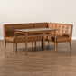 Arvid Mid-Century Modern Tan Faux Leather Upholstered and Walnut Brown Finished Wood 3-Piece Dining Nook Set FredCo