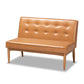 Arvid Mid-Century Modern Tan Faux Leather Upholstered and Walnut Brown Finished Wood 3-Piece Dining Nook Set FredCo