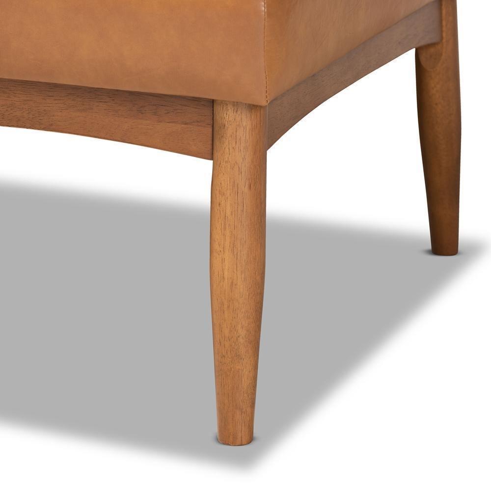 Arvid Mid-Century Modern Tan Faux Leather Upholstered and Walnut Brown Finished Wood 4-Piece Dining Nook Set FredCo
