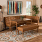 Arvid Mid-Century Modern Tan Faux Leather Upholstered and Walnut Brown Finished Wood 4-Piece Dining Nook Set FredCo