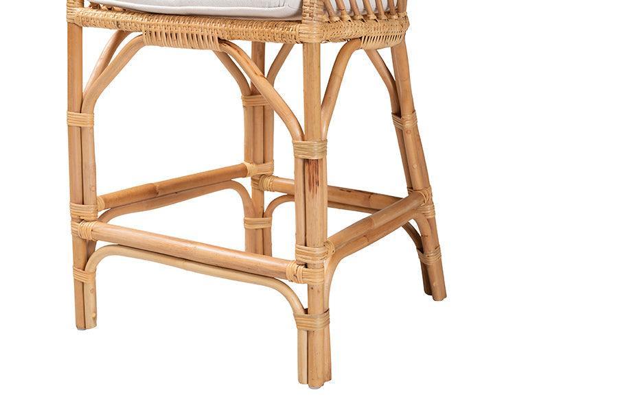 Arween Modern Bohemian Natural Brown Rattan Counter Stool FredCo