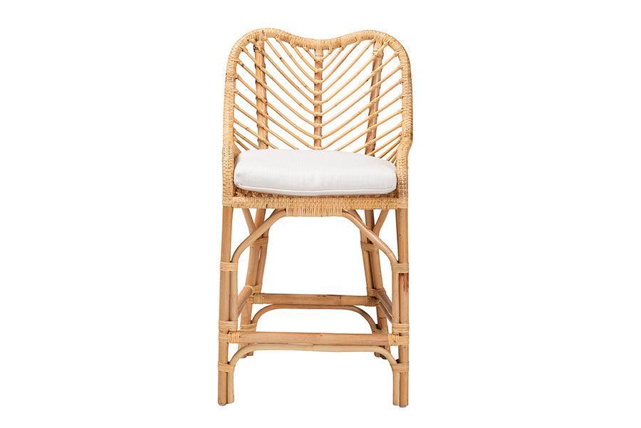 Arween Modern Bohemian Natural Brown Rattan Counter Stool FredCo