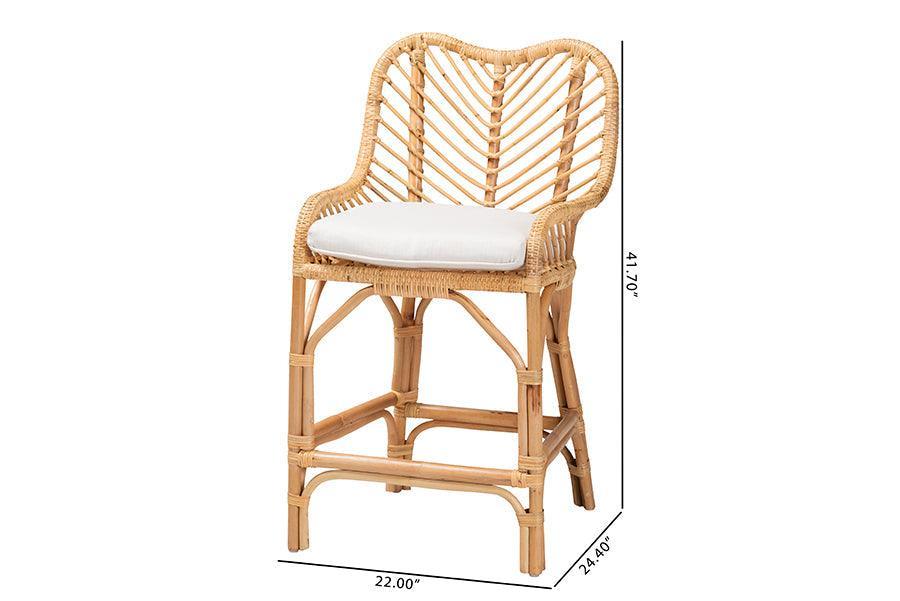 Arween Modern Bohemian Natural Brown Rattan Counter Stool FredCo