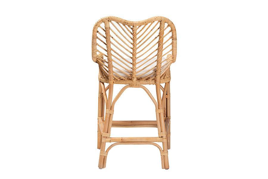 Arween Modern Bohemian Natural Brown Rattan Counter Stool FredCo