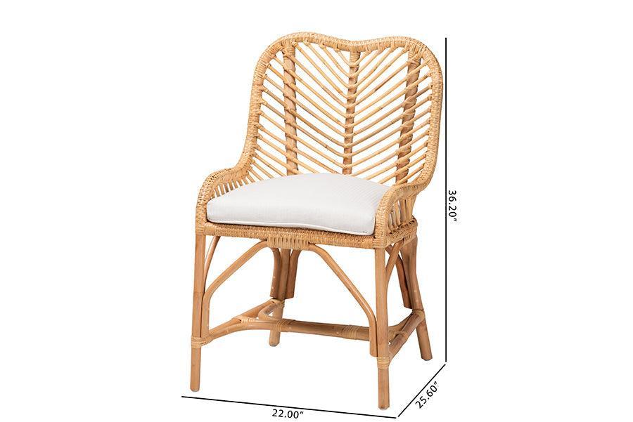 Arween Modern Bohemian Natural Brown Rattan Dining Chair FredCo