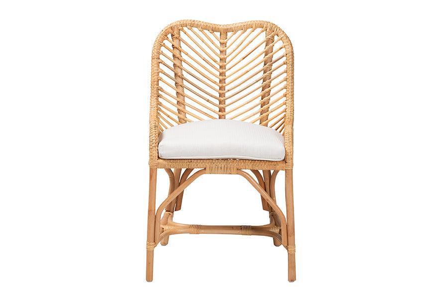 Arween Modern Bohemian Natural Brown Rattan Dining Chair FredCo