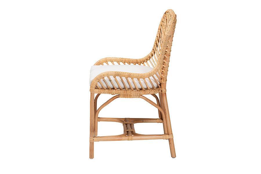 Arween Modern Bohemian Natural Brown Rattan Dining Chair FredCo