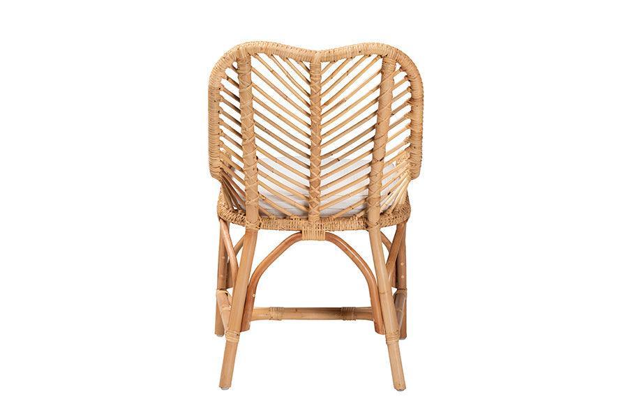 Arween Modern Bohemian Natural Brown Rattan Dining Chair FredCo