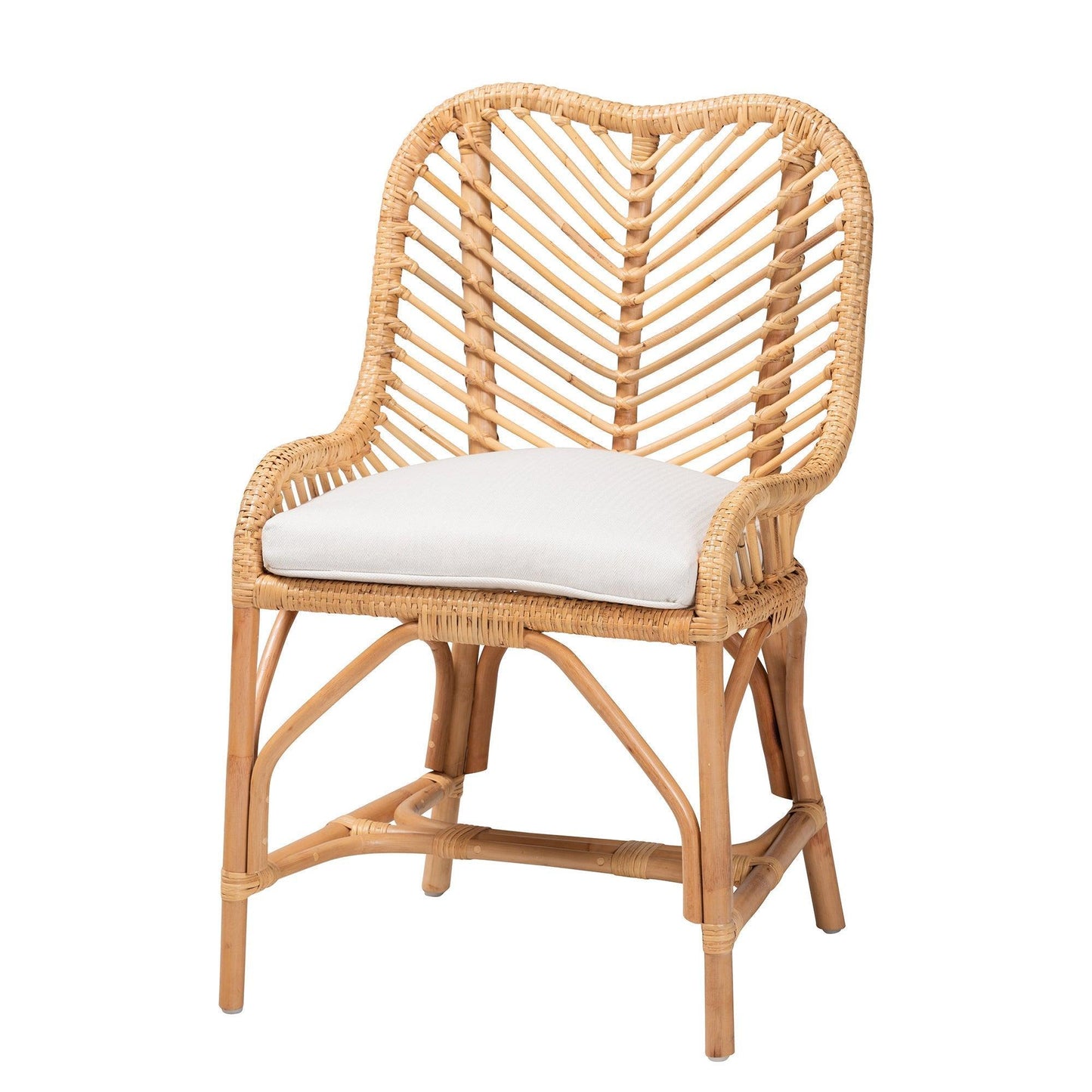 Arween Modern Bohemian Natural Brown Rattan Dining Chair FredCo