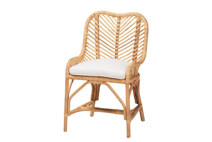 Arween Modern Bohemian Natural Brown Rattan Dining Chair FredCo