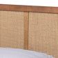 Asami Mid-Century Modern Walnut Brown Finished Wood and Synthetic Rattan Full Size Platform Bed FredCo