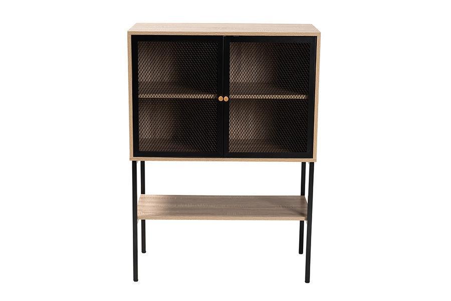 Asher Modern Industrial Natural Brown Finished Wood and Black Metal 2-Door Sideboard FredCo