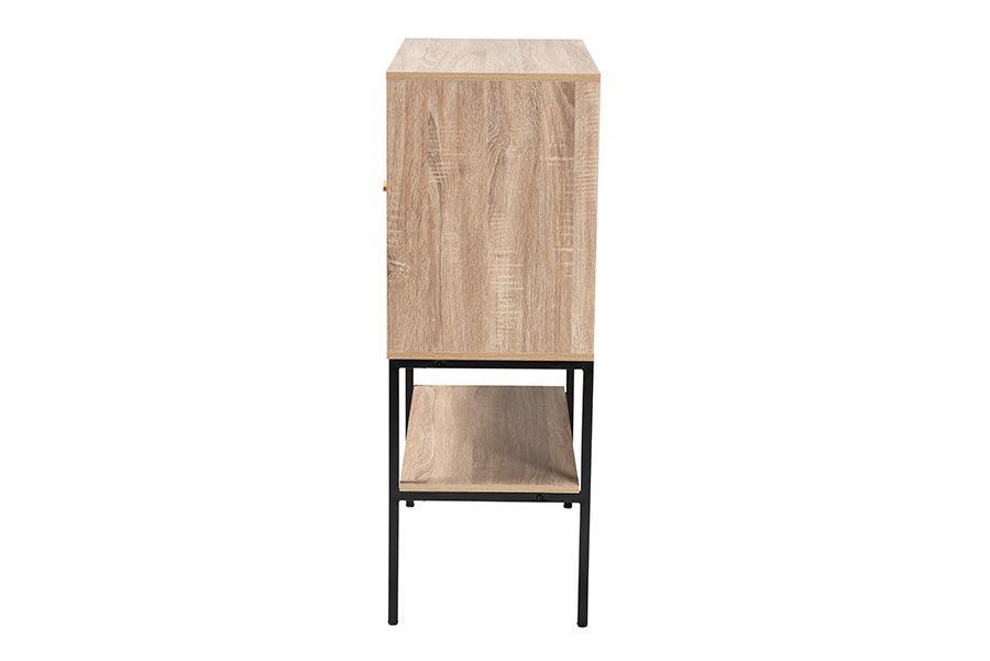 Asher Modern Industrial Natural Brown Finished Wood and Black Metal 2-Door Sideboard FredCo