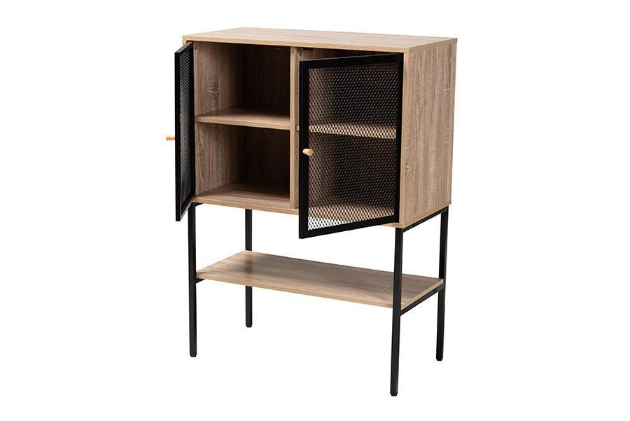 Asher Modern Industrial Natural Brown Finished Wood and Black Metal 2-Door Sideboard FredCo