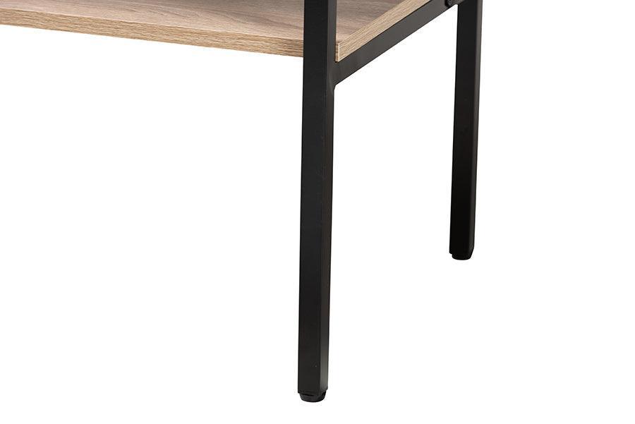 Asher Modern Industrial Natural Brown Finished Wood and Black Metal 2-Door Sideboard FredCo