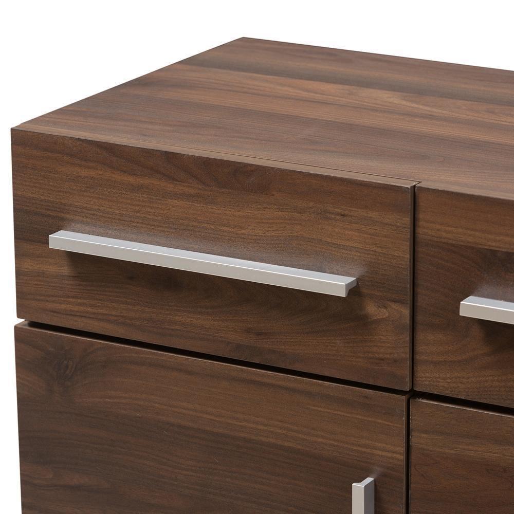 Ashfield Mid-Century Modern Walnut Brown Finished Wood 3-Drawer Sideboard FredCo