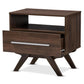 Ashfield Mid-Century Modern Walnut Brown Finished Wood Nightstand FredCo