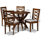 Aspen Modern and Contemporary Grey Fabric Upholstered and Walnut Brown Finished Wood 5-Piece Dining Set FredCo