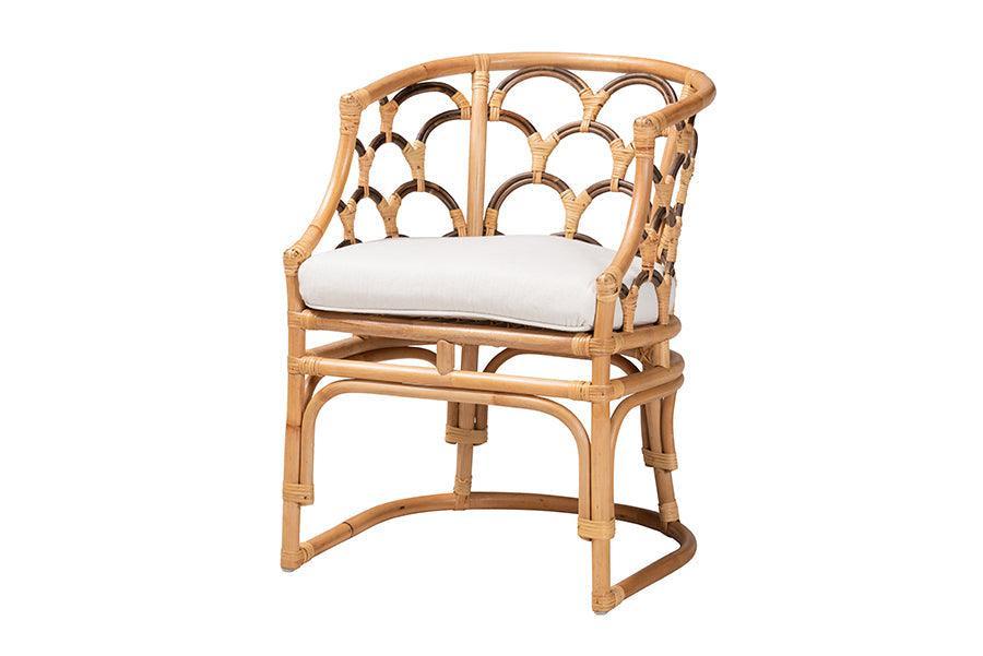Aster Modern Bohemian Natural Brown Rattan Armchair