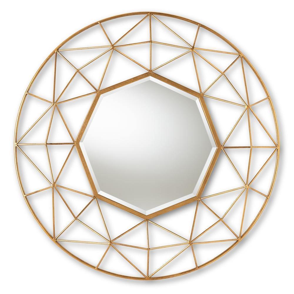 Astra Modern and Contemporary Gold Finished Geometric Accent Wall Mirror FredCo
