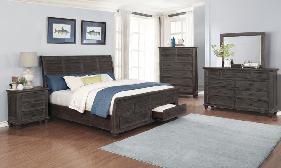 Atascadero 4-piece Eastern King Storage Bedroom Set Weathered Carbon Coaster FredCo