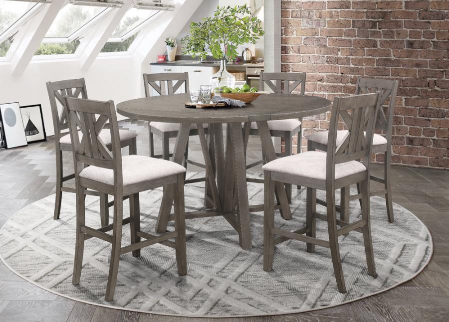 Athens 7-piece Counter Height Dining Set Barn Grey 109858-S7 Coaster FredCo