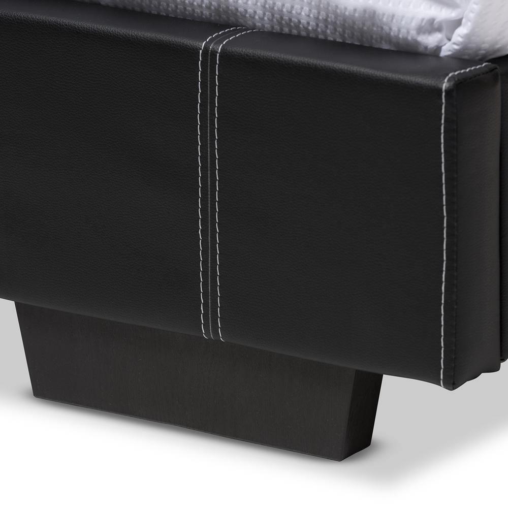 Atlas Modern and Contemporary Black Faux Leather Full Size Platform Bed FredCo