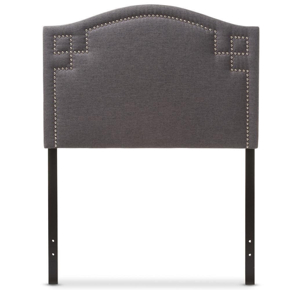 Aubrey Modern and Contemporary Dark Grey Fabric Upholstered Twin Size Headboard FredCo