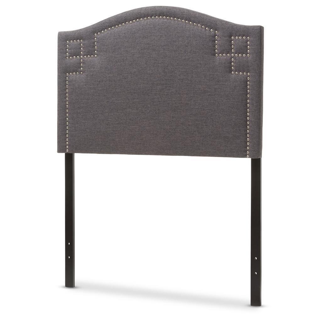 Aubrey Modern and Contemporary Dark Grey Fabric Upholstered Twin Size Headboard FredCo
