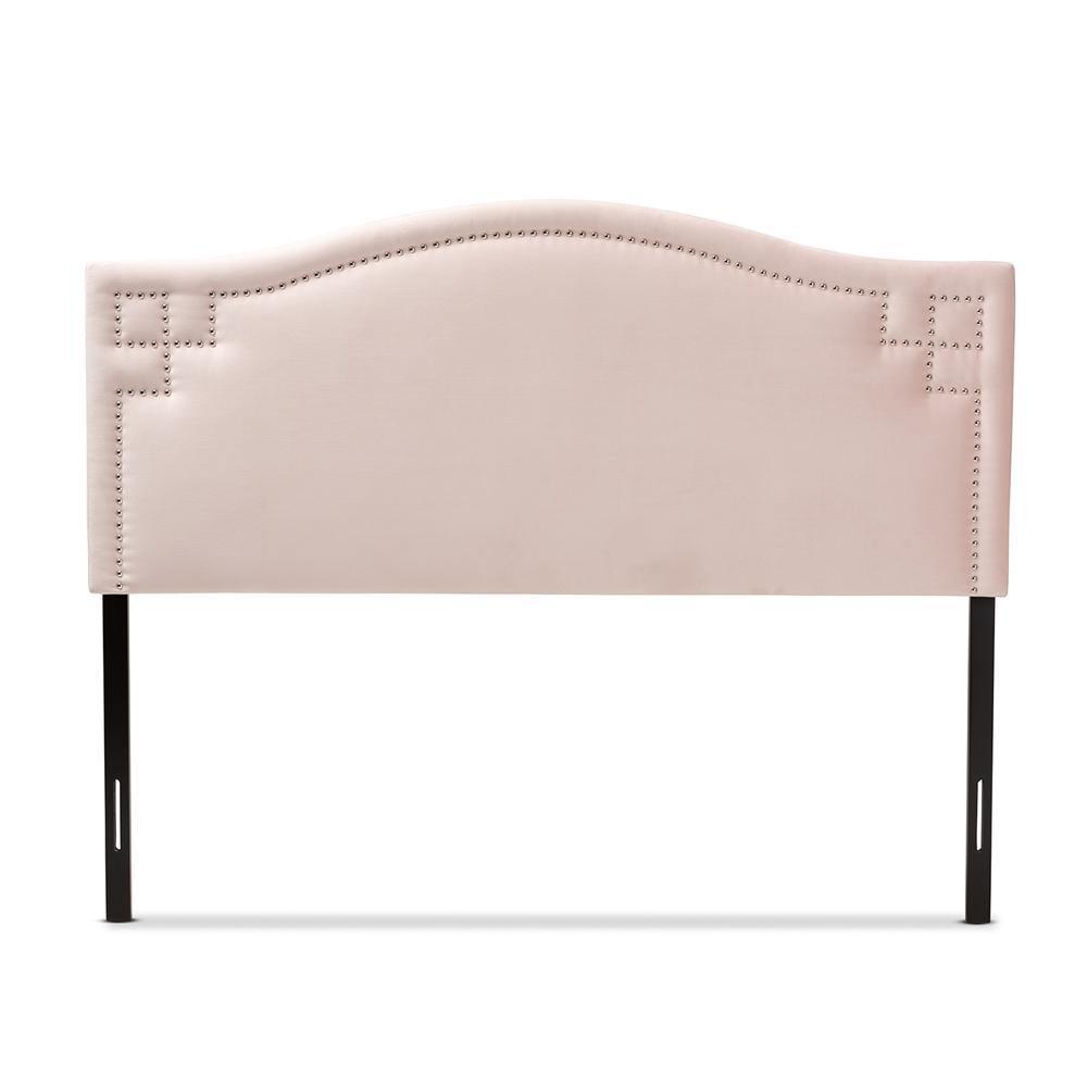 Aubrey Modern and Contemporary Light Pink Velvet Fabric Upholstered Full Size Headboard FredCo