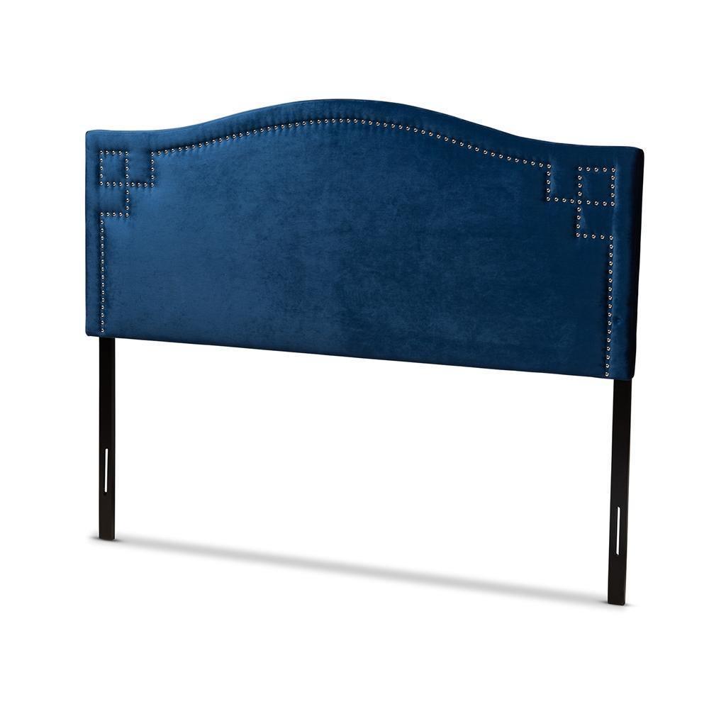 Aubrey Modern and Contemporary Royal Blue Velvet Fabric Upholstered King Size Headboard FredCo