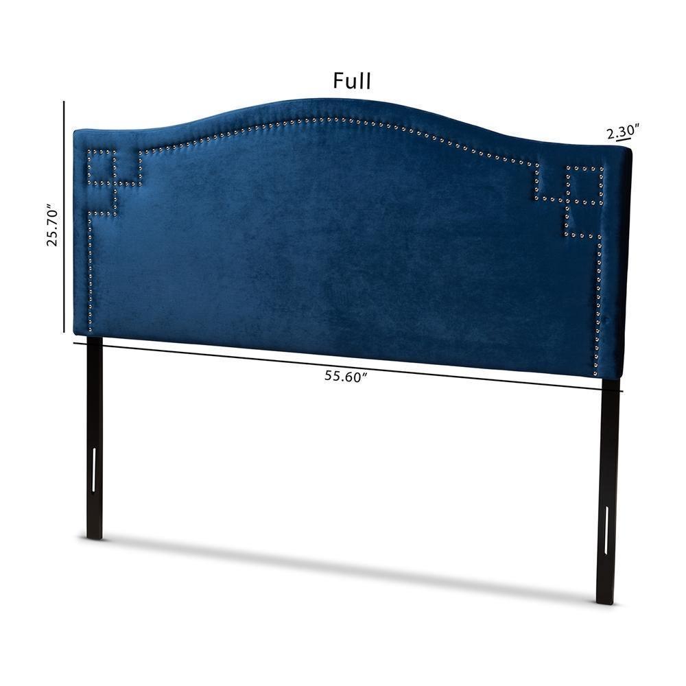 Aubrey Modern and Contemporary Royal Blue Velvet Fabric Upholstered King Size Headboard FredCo
