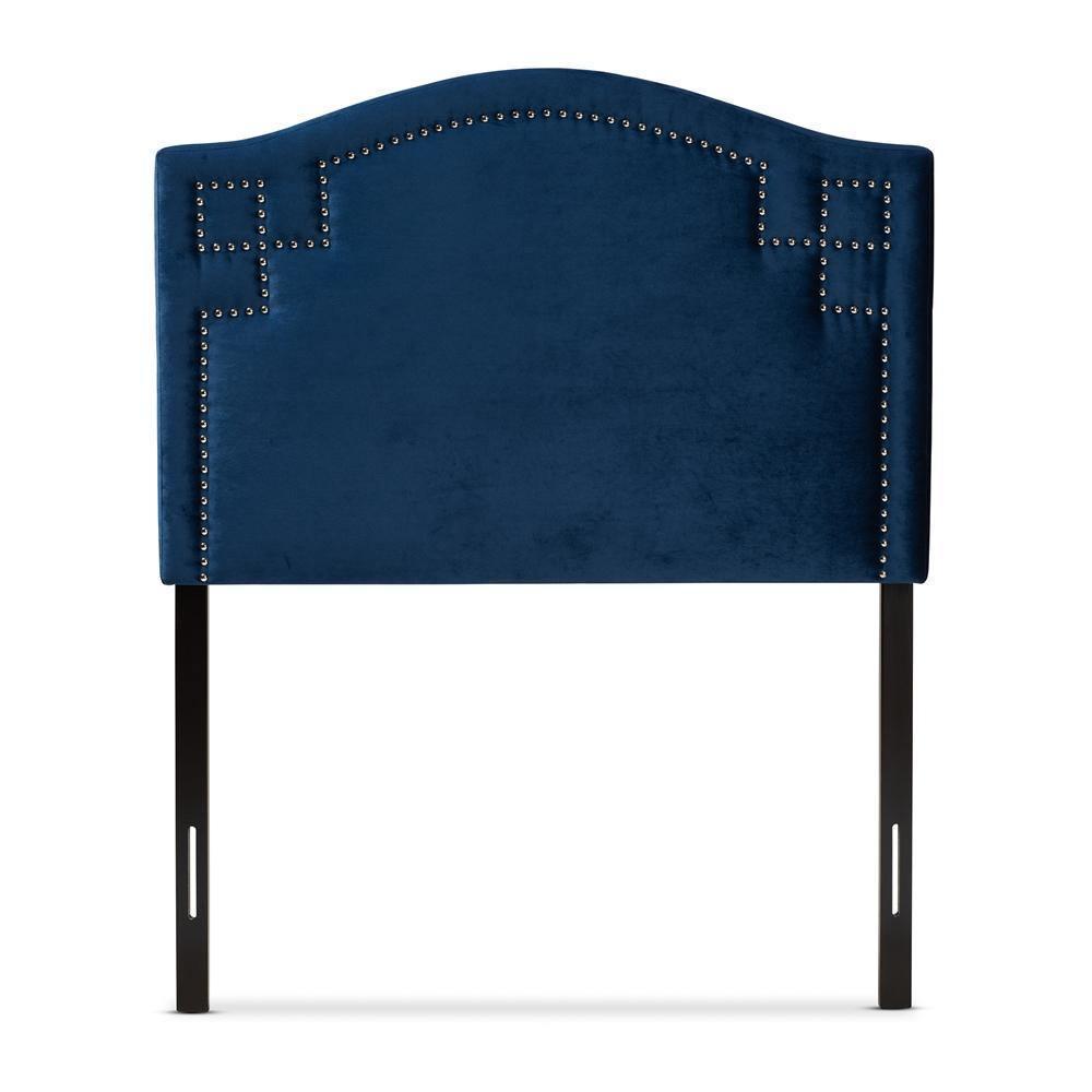 Aubrey Modern and Contemporary Royal Blue Velvet Fabric Upholstered Twin Size Headboard FredCo