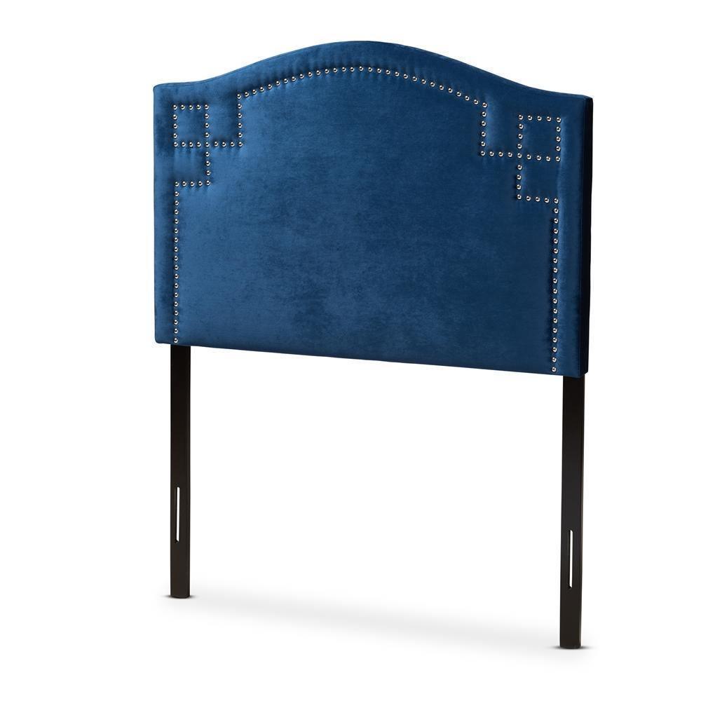 Aubrey Modern and Contemporary Royal Blue Velvet Fabric Upholstered Twin Size Headboard FredCo